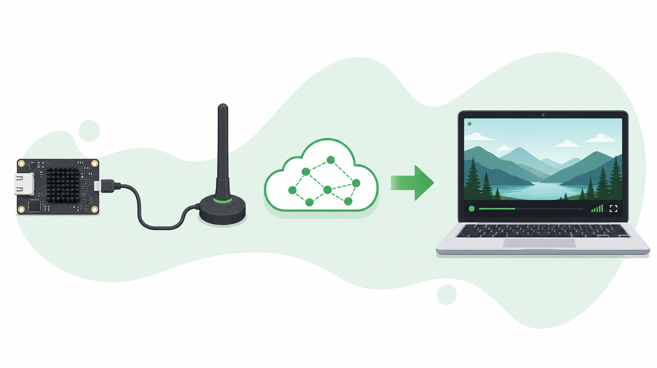 Diagram of an encoder connecting through a relay to a live stream